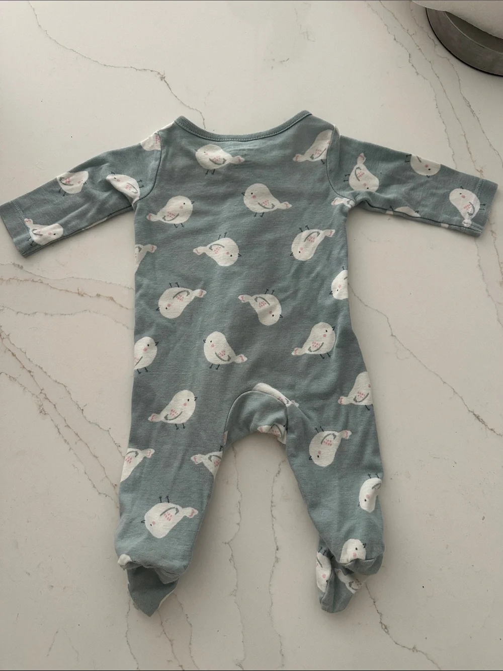 Carter's Blue Footed One-Piece with White Bird Print